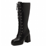 Moodne pitsitud p&otilde;lvega k&otilde;rged saapad Naiste kingad 2024. aasta s&uuml;gistalvised naiste k&otilde;rged saapad Elegantne must valge punane pikad naiste kingad, suur suurus 48 34 must