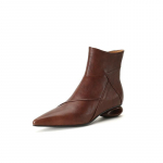 Retro prantsuse terava varbaga poolsaapad Naiste kontsakingad K&uuml;lgt&otilde;mblukuga nahast kingad S&uuml;gistalv Soliidne Temperament L&uuml;hike Botas 34 pruun