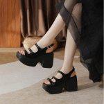 Mood 2024 Uued Suvised Sandaalid Naistele Mugavad kiilkontsaga Sandaalid Kingad Naistele Vabaaja Kingad Zapatos De Mujer Gladiaatorikingad 10 CM 33 must