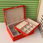 Ehete hoiukarp Suure mahutavusega naiste s&otilde;rmus K&otilde;rvar&otilde;ngad Kaelakee K&auml;ev&otilde;ru Viimistlus Ehtekarp Loov kahekordne lukkudega 23x17.5x9cm must