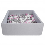Piscine &agrave; balles carr&eacute;e 120x120 cm avec 600 balles blanc, violet clair & gris