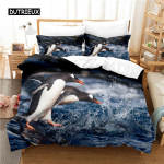 Pingviinide Voodipesukomplekt Tekikotikomplekt 3D Voodipesu Digitaaltr&uuml;kk Voodipesu Queen Size Voodipesukomplekt Moedisain 140x200cm 3pcs