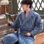 Paks kolmekihiline soe talvehommikumantel meeste pehme flanellist tepitud pikk kimono vannimantel Meeste hommikumantel meeste korallifliisist hommikumantel 3XL