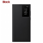 Nutikas vaatega peegelklapp-&uuml;mbris Samsung Galaxy S22 Ultra 5G S22Ultra 5G jaoks, nutikas l&auml;bipaistev vaatega telefoni&uuml;mbris must