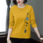 Naiste puuvillane pluus Korea naiste riided kevadtopsid S&uuml;giss&auml;rk pikkade varrukatega T-s&auml;rk Femme Blusas S kollane