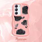 V&auml;rvitud muster Big Wave Edge pehme silikoon materjal Macaron telefoni &uuml;mbris p&otilde;rutuskindel kaitsev kummist korpus OnePlus Vivo Motorola Moto jaoks Vivo T1X 4G must