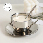 Roostevabast terasest kohvitasside komplekt Pull Flower Cafe Kruus Tee Piima Taldrik Mat Lusikas Kahe seinaga Espresso Kohviklaasid Aksessuaarid 200ml