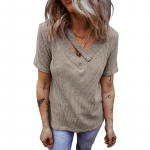 YYFS naistemood vabaaja suve kevade &uuml;hev&auml;rvilise tr&uuml;kiga l&uuml;hikeste varrukatega V-kaelusega pluusid ja s&auml;rgid S