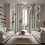 Kaheosaline HD digitaalne valge lips kuldne kardin Kodu kaunistus stiil kaunistus elutuba magamistuba kulumiskindla varras kardina efekt sti W52H63inchW132H160cm