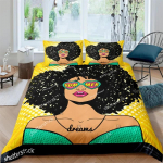 Seksikas T&uuml;druk Voodikate Mood Aafrika Must Naine Voodipesukomplekt Mikrokiud 3D Tekikott T&auml;issuuruses Kuningas Mustadele T&uuml;drukutele Naistele Kingitus 70x133cm 2pcs
