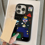 Nahatunnetusega telefoni&uuml;mbris iPhone 11 13 16 Pro Maxile, iPhone XR XS Maxile, 14 15 Pro Maxile, 12 13 Pro Maxile, 16 Plusile, 13 Prole, 14 Prole, multifilmimaalinguga makarooniv&auml;rvides iPhone 16 Pro Max roosa