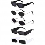 Sheomy Unisex Combo pakkumine 5 tooni prillidega Black Candy MC stan Rectangle Retro Vintage kitsad p&auml;ikeseprillid naistele::Mehed V&auml;ike Kitsas Ruut