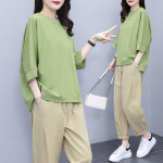 Vabaaja &uuml;likond naiste kevad-suvine lihtsa temperamendiga pluus moekas 2-osaline &uuml;likond XXXXL