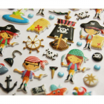 Autocollants r&eacute;utilisables - Relief 3D - Enfants pirates - Paillettes