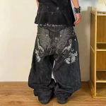 Ameerika Y2K Fashion Trend Lahtised sirged teksad Naiste T&auml;navahip-hop Vintage Joker Suured laia s&auml;&auml;rega p&uuml;ksid Unisex Mopping-teksad M