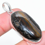 Iron Tiger Eye Handmade 925 Sterling Silver Jewelry Pendant 2.01 m5o25