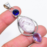Natural Sage Amethyst, Amethyst 925 Sterling Silver Jewelry Pendant 2.92 r4q28