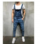 Euroopa & Ameerika Ripped Denim Meeste P&uuml;ksid - Uued Piiri&uuml;lesed Meeste T&ouml;&ouml;riided M tumesinine v&auml;rv