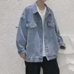 Meeste trendikas korea stiilis lapitud teksajakk kevadiseks ja s&uuml;giseseks hooajaks S helesinine v&auml;rv
