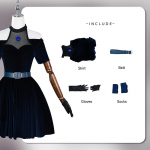 Lava Cosplay Kleit & Ban Mido Karakteri Rollim&auml;ngukost&uuml;&uuml;m & Esitluskvaliteediga Riietus XS must