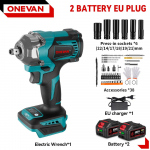 ONEVAN 1200 N.m Harjadeta Elektriline L&ouml;&ouml;kmutriv&otilde;ti 1/2'' Juhtmeta 3 Funktsiooniga Elektriline Kruvikeeraja Puur T&ouml;&ouml;riist Makita 18V Aku jaoks 2Battery-44pcs Set