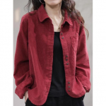 Kevad-s&uuml;gis uus vintage lahtine vabaaja velvetist s&auml;rk daamide taskuga mood universaalne kardigan top naistele pikkade varrukatega pluus naistele XXL