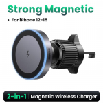 Qi2 15W Magnetiline Autotelefonihoidik Traadita Laadimisalus iPhone 16 Pro Maxile Laadimine Magsafe Autolaadijale LED-tuli