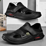 Suvised meeste sandaalid Ehtsast nahast Meeste vabaajajalatsid Meeste Meeste Nahast Sandaalid Meestele Rannajalatsid Rooma meeste kingad 38 must