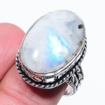 Rainbow Moonstone Handmade 925 Sterling Silver Jewelry Ring Size 6 v1q40