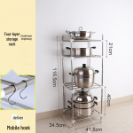 Roostevabast terasest mitmekihiline p&otilde;randal seisev riiul k&ouml;&ouml;gi ja vannitoa kraanikausi ja pottide hoiustamiseks