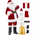 Meeste j&otilde;uluvana kost&uuml;&uuml;mid, 9 osa. Christmas Velvet Adult Deluxe J&otilde;uluvana komplekt XXL punane