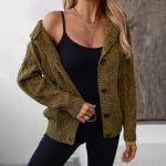 Naiste kudumid S&uuml;gis ja Talv N&ouml;&ouml;riga &Uuml;hev&auml;rviline K&auml;&auml;nulise Mustriga Lill Keskmise Pikkusega Kapuutsiga Kampsun L hall v&auml;rv