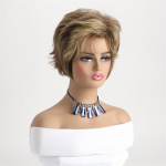 S&uuml;nteetilised Ombre Blondid Parukad Naistele L&uuml;hikesed Juuksed Ema Parukas Tukkidega Pruun Segatud Blond Pixie L&otilde;ikusega Parukad Ema Vanaema Kingitus Kost&uuml;&uuml;m