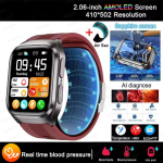 2025 Uus AI Diagnoos EKG Tervise Nutikell Mehed Verer&otilde;hk Lipiid Kusihappe NFC &Otilde;hupump &Otilde;hkpadi Tervise Nutikellad Naised iOS jaoks punane