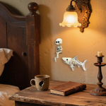 2Pcs Figurine ing Skeleton Aquarium Decoration Wall Mount Cute Garden Decor for Tank Pond Shelf