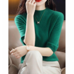 Naiste kootud kampsun &uuml;mara kaelusega keskmise varrukaga kootud kampsun Korea versioon sisemine p&otilde;hjaosa top XL smaragdroheline