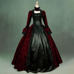 2021 Moodne gooti kost&uuml;&uuml;m pikk kleit daamidele Klassikaline keskaegne Halloweeni Cosplay pikk pitskleit peokleit 5XL black