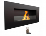 Wall mounted Bioethanol fireplace DELTA2 T&Uuml;V black with glazing set