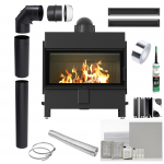 KRATKI LUCY 16kW &Oslash;200 Black Fireplace Insert with Built in Set