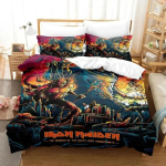 Iron Heavy Metal Maidensi voodipesukomplekt, tekikott, voodikomplekt, tekikott, padjap&uuml;&uuml;r, tekk, kuninganna suurusega poiste t&auml;iskasvanute voodipesukomplekt 70x133cm 2pcs black