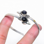 Natural Purple Sunstone Gemstone 925 Sterling Silver Cuff Bangle Adjustable z0n88