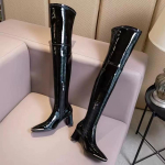 Naised &uuml;le p&otilde;lve K&otilde;rged kontsad K&otilde;rged saapad Moodne kandiline varvas paksud kingad Naine Talv 2025 Trend Chelsea Pumps Seksikas Botas Mujer 37 black