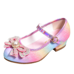 Moodsad T&uuml;drukute Nahast Printsessi Kingad 2025 Laste Kingad &Uuml;mar Ninaga Pehme Tald T&uuml;drukute K&otilde;rge Kontsaga Printsessi Kristall Peo Tantsukingad 26(Insole16.8cm) pink