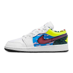Air Jordan 1 Low GS Vana kooli m&auml;ngukingad Laste tossud Valge Must Lemon-Venom DM8969-114 38