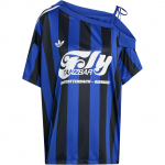 Adidas Originals Ss25 &Otilde;lalt Paljastav Jersy Mood Mugav L&uuml;hikeste Varrukatega Jalgpallis&auml;rk Naiste Topid Neoon-Sinine Must KD2278 L