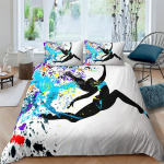 Tantsiva T&uuml;druku Tekikate V&auml;rviline Graffitiga Voodipesukomplekt Voodipesu Kodutekstiil Voodipesu Pehme Voodikomplekt Kuninga/Suur Suurus Lastele Us Twin 173x218cm