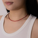 Kiee Oshimu (H&otilde;be 925) 101 punase helme kaelakee (Silver 925) 101 Red Beads Necklace