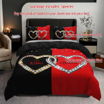 3 tk Kuningas Kuninganna Risti Luksuslik Voodipesu Tekikoti Komplekt Paarile Voodipesu Tekikomplekt Romantilise Teemaga Vooditekk Kompaktne Komplekt Aastap&auml;evaks Magamistuba Duvet Cover Set&EU Single(135x200cm)