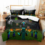 3D digitaaltr&uuml;kiga voodikate kolmeosaline Minecrafti m&auml;ngu laste multikas EU Single 140*200cm