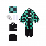 Laste Kimetsu No Yaiba Halloweeni Cosplay Kost&uuml;&uuml;m Poisid Kamado Tanjirou Rollim&auml;ngu Riided 110cm roheline